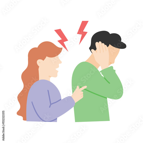 A couple arguing, displaying emotions of anger and disagreement