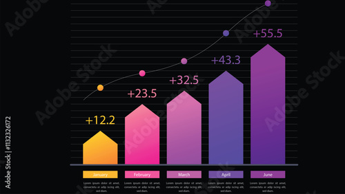 Different diagram business graph presentation charts displaying dollar earning information, vector illustration.