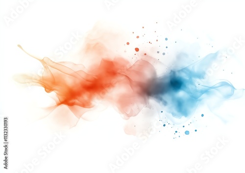 Abstract color smoke art in blue and orange. Dynamic, fluid shapes and gradients convey creativity and innovation. Ideal for design inspiration and modern digital backgrounds. photo