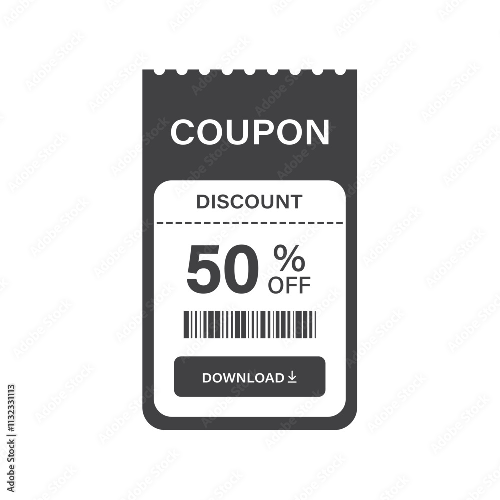 Fototapeta premium Gift voucher icon in flat style. 50% discount vector illustration on isolated background. Promotion coupon sign business concept.