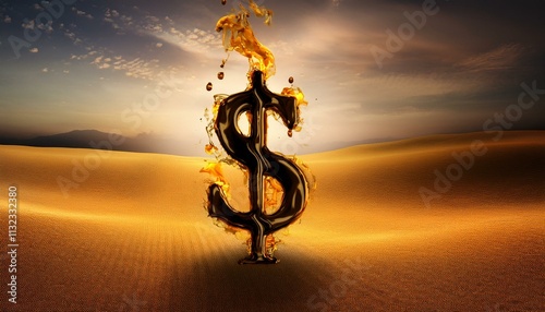 Dollar sign made of oil