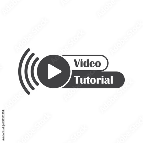 Play video tutorials icon in flat style. Education software vector illustration on isolated background. Webinar training sign business concept.