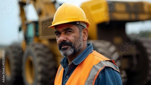 Wallpaper Mural Construction inspector standing amidst a building site, checking structural details Torontodigital.ca