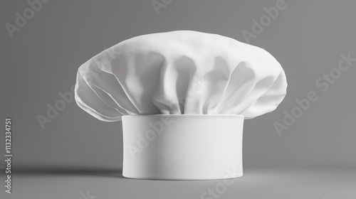 a blank white toque chefs hat mockup on a gray background