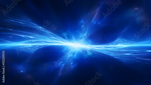Digital blue glowing high energy plasma force field in space poster background