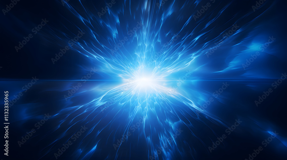 Fototapeta premium Digital blue glowing high energy plasma force field in space poster background