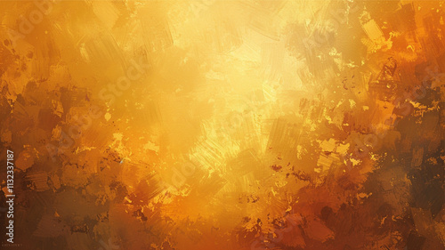 Golden oil paint background, Brown paint strokes texture. Yellow painting background.