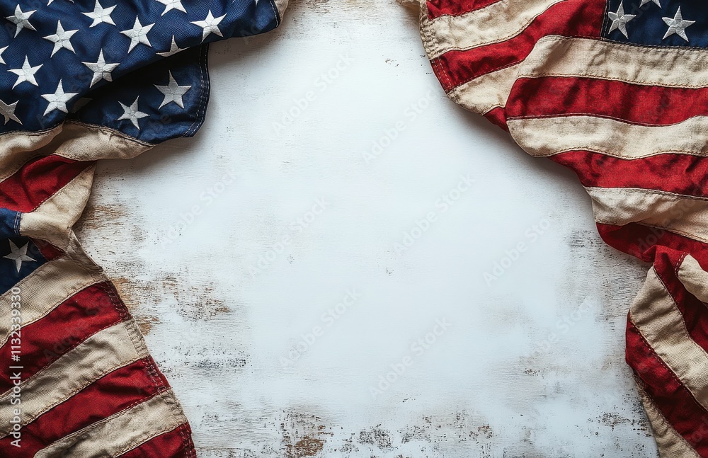 Naklejka premium A red, white and blue American flag with stars