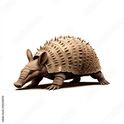 A stylized illustration of an armadillo with a unique spiked shell design, showcasing its distinct features. photo