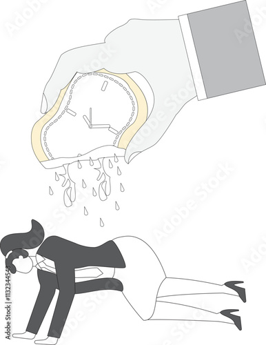 Squeeze out time, time pressure, deadlines, deadlines, procrastination, time management, big hands squeeze the clock to get the drops of time