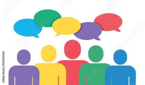 colorful people icon with speech bubbles