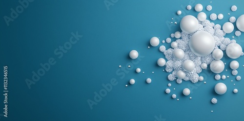 Wallpaper Mural Abstract composition of white spheres arranged on a teal background. The minimalist design emphasizes symmetry and balance, suitable for creative projects and contemporary designs. Torontodigital.ca