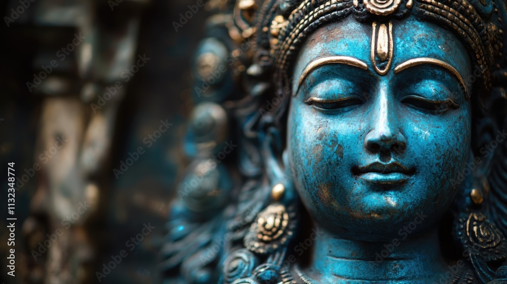 Obraz premium Vishnu is the god of Preservation, the great maintainer who often appears in various incarnations avatara to provide salvation for humanity Some of his best-known avatars who are tremendously pop. AI