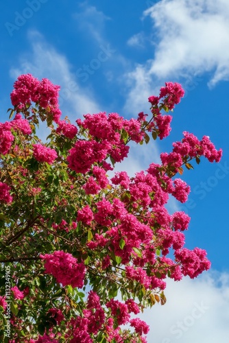 Stunning Pink Flowers Against a Vibrant Sky. A Breathtaking Floral Display