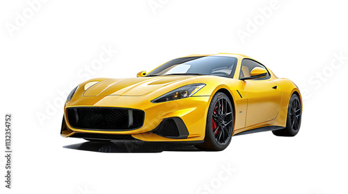 yellow sports car isoalted on transparent background 