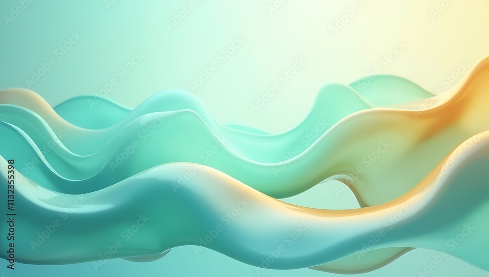 Fototapeta premium Abstract Green Yellow Fluid Wave Forms Design