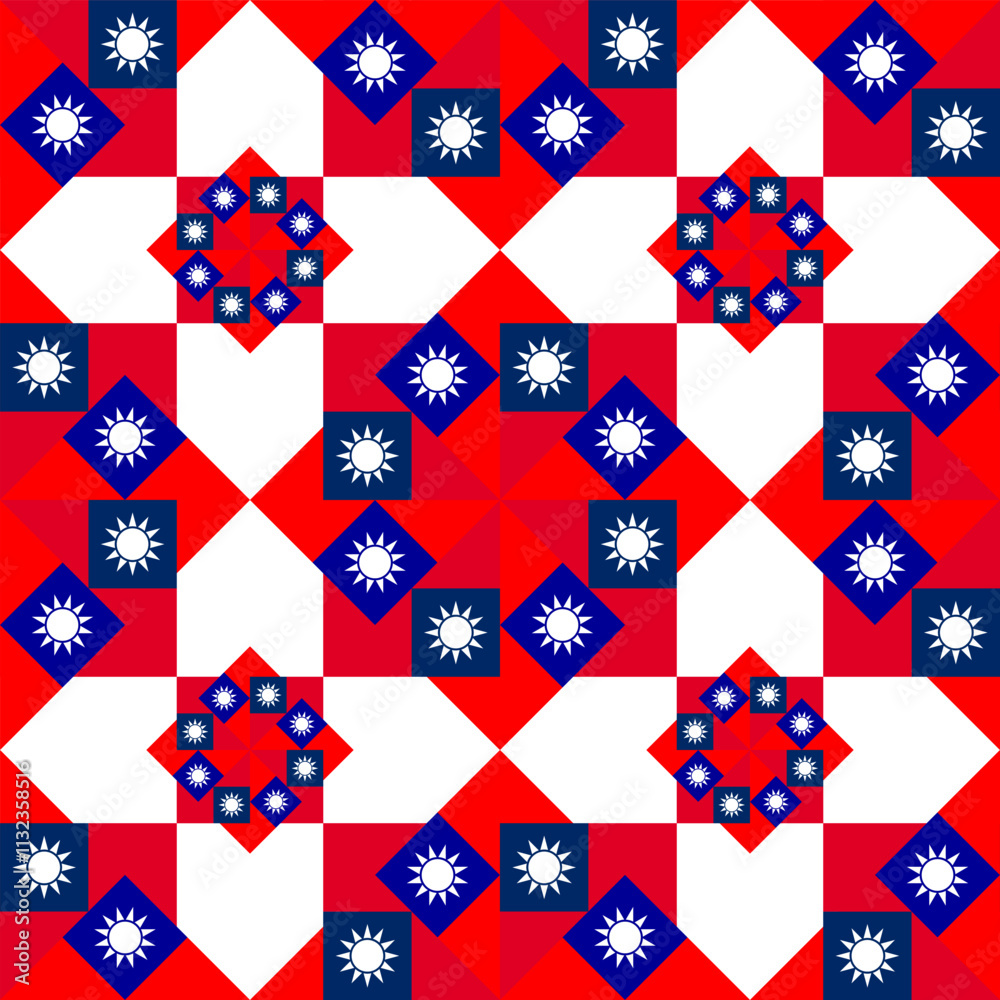 Fototapeta premium taiwan flag flower pattern. vector illustration