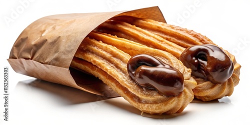 Churros with Chocolate Sauce - Spanish Dessert Takeaway Food Photography - Menu Design