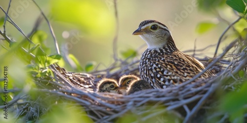 A proud bird stands guard in its cozy nest. This peaceful scene captures nature s beauty and the nurturing instinct of the bird. A reminder of wildlife elegance and warmth. AI photo