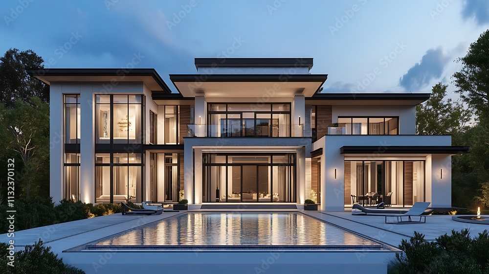 Fototapeta premium A modern and elegant house with a swimming pool