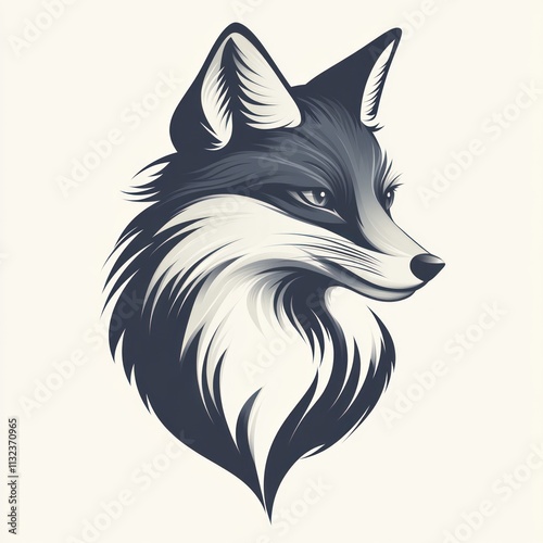 Elegant gray fox head profile illustration. photo