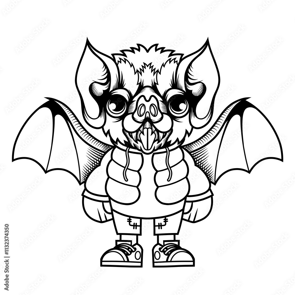 Naklejka premium Mascot character design cartoon of bat outline