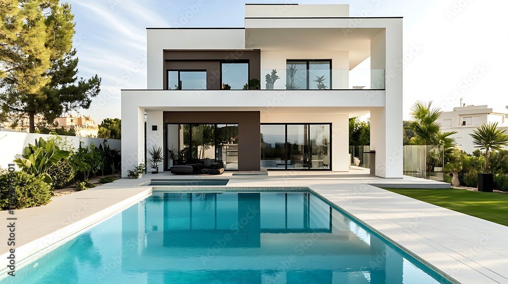 Fototapeta premium A modern and elegant house with a swimming pool