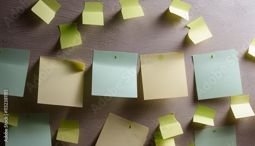 Strategic Business Planning Utilizing Sticky Notes on the Wall for Effective Collaboration and Generative AI Insights to Drive Innovative Solutions in the Modern Workplace photo