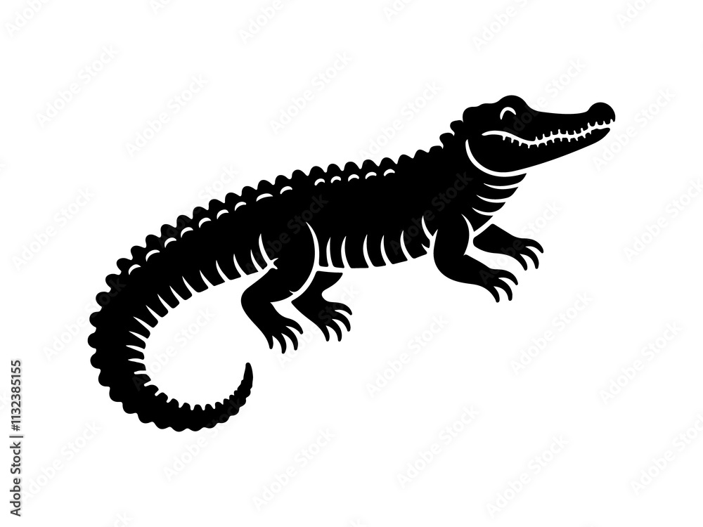 Fototapeta premium silhouette of a crocodile vector art illustration