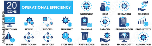 Operational Efficiency icon collection set. Containing design efficiency, business, strategy, performance, management