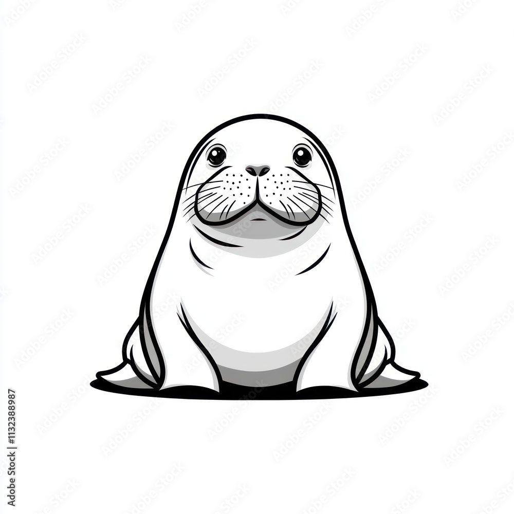 Obraz premium Cute cartoon seal illustration.