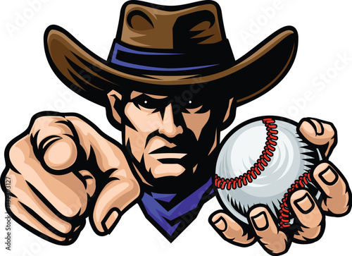 A cowboy man baseball ball cowboys sports team mascot