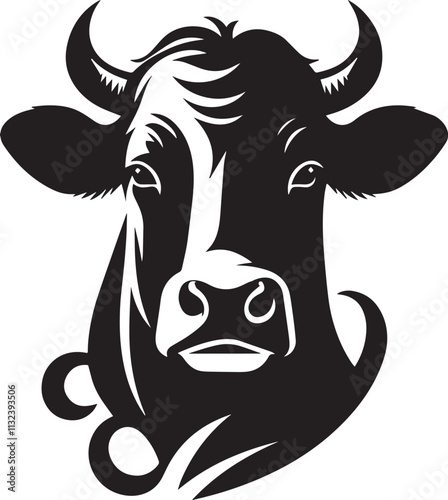 Stylish Black and White Cow Head Silhouette