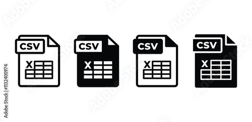 csv file format document icon symbol sign vector design black white color simple illustration collection isolated