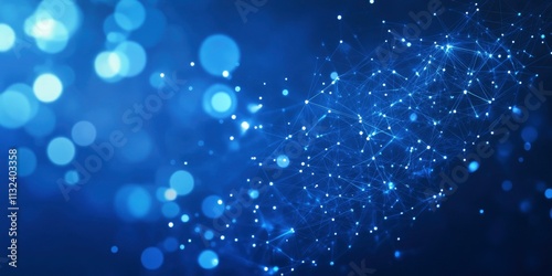 Wallpaper Mural Abstract blue background with glowing white dots and connections, a technology network concept. Abstract light effect bokeh on the dark blue background. Torontodigital.ca