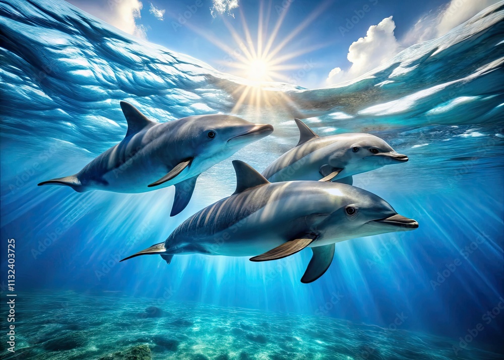 Obraz premium Underwater Dolphin Aerial View: Stunning Ocean Wildlife Photography