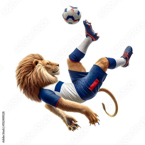 Lion Soccer Player in Blue & White Kit