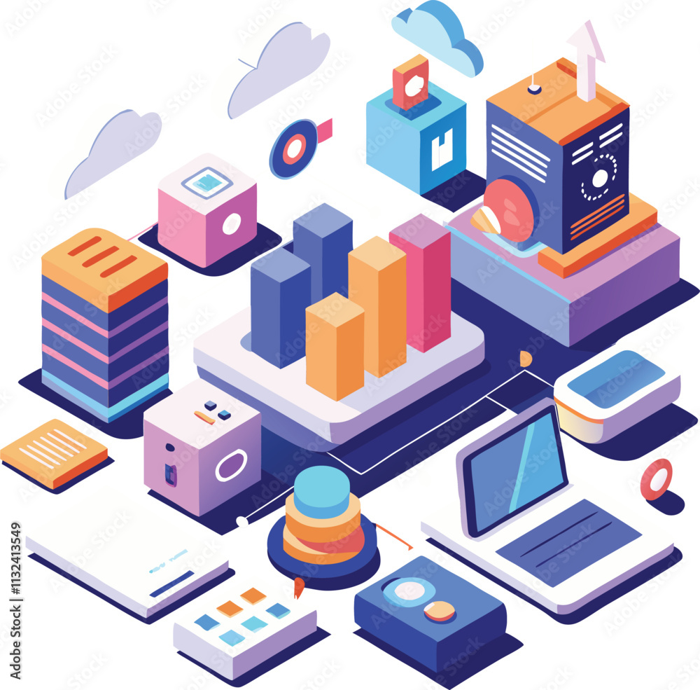 Fototapeta premium 3D Isometric Illustrations - Modern and Stylish Design Assets