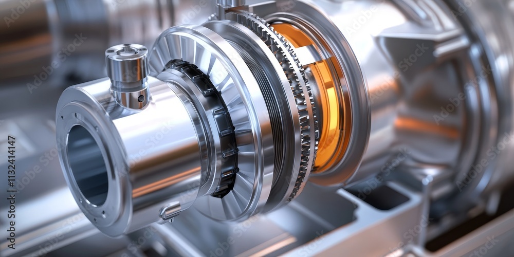 Φωτογραφία Close up view of a cross section showcasing detailed components within a centrifugal pump, including the impeller, rotor shaft, bearings, and casing, essential for industrial applications