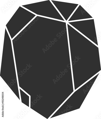 Crystal gemstone polygon stone, gem, polyhedron. Elegant geometric quartz, jewel. Mineral linear icon