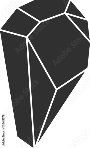 Crystal gemstone polygon stone, gem, polyhedron. Elegant geometric quartz, jewel. Mineral linear icon