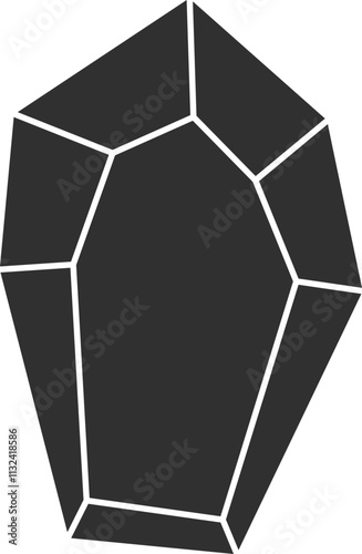 Crystal gemstone polygon stone, gem, polyhedron. Elegant geometric quartz, jewel. Mineral linear icon