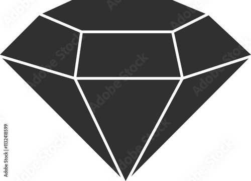 Crystal gemstone polygon stone, gem, polyhedron. Elegant geometric quartz, jewel. Mineral linear icon