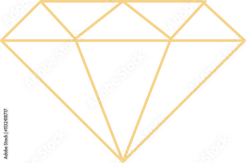 Crystal gemstone polygon stone, gem, polyhedron. Elegant geometric quartz, jewel. Mineral linear icon