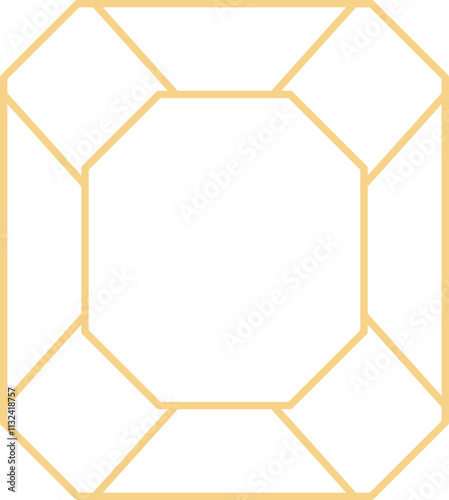 Crystal gemstone polygon stone, gem, polyhedron. Elegant geometric quartz, jewel. Mineral linear icon
