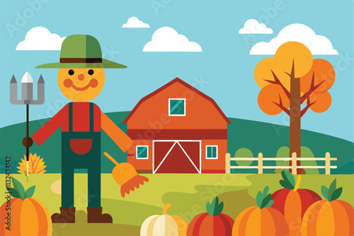 scarecrow and pumpkins