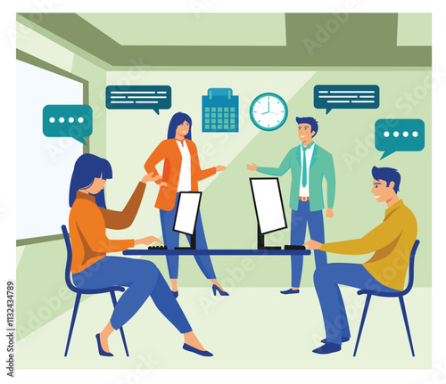 Business communication concept. Team Collaboration in a Modern Conference Room Setting.