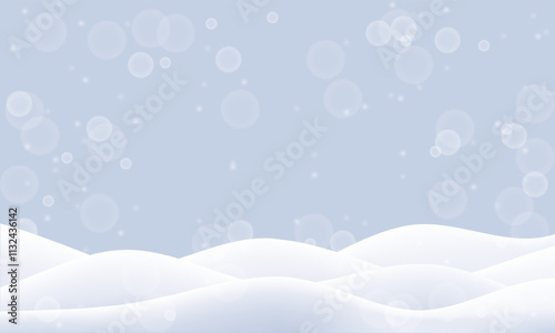 Winter snow background. 3d ground mountain. Vector snowy blue landscape. Ice pile snowdrift texture. Hill scene of night land realistic render. White xmas field cartoon drift glacier. Frozen snowbank