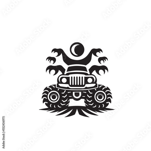 Monster car cartoon vector logo