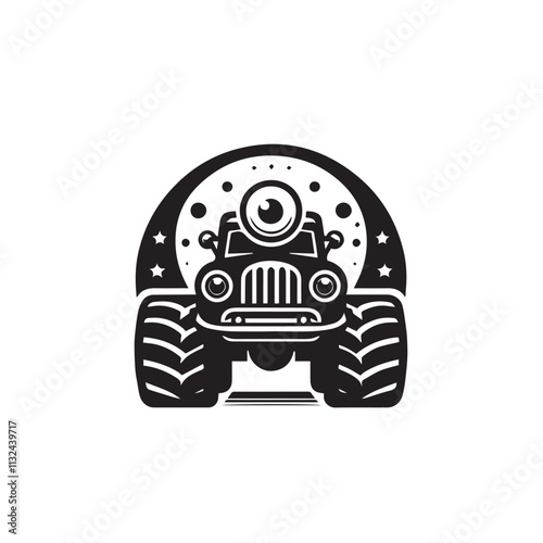 Monster car cartoon vector logo illustration eps 10